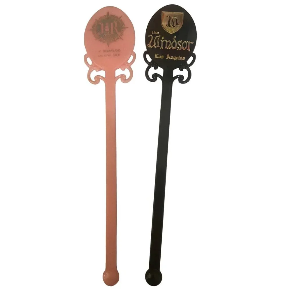 The Windsor Los Angeles and The JR Hotel Vintage 60s Black And Pink Swizzle Stic